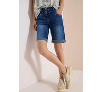 Jeansshorts CECIL "Style Scarlett", Damen, Gr. 25, N-Gr, blau (mid blau used wash), Web, Obermaterial: 78% Baumwolle, 20% Polyester, 2% Elasthan. Futter: 52% Polyester, 48% Baumwolle, gerade ca. Mitte