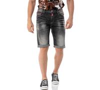 Jeansshorts CIPO & BAXX, Herren, Gr. 32, N-Gr, schwarz (schwarz used), Denim/Jeans, Obermaterial: 98% Baumwolle, 2% Elasthan, Abriebeffekte, regular fit kniefrei, Jeans Jeansshorts, Baumwollmischung, 