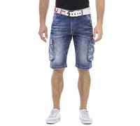 Jeansshorts CIPO & BAXX, Herren, Gr. 38, N-Gr, blau, Denim/Jeans, Obermaterial: 98% Baumwolle, 2% Elasthan, Abriebeffekte, Destroyed-Effekte, normal kniebedeckend, Jeans Jeansshorts, in Denim, mit Car