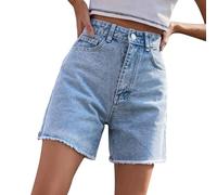 Jeansshorts Damen Loose Casual Denim Shorts High Waist Slimming Kurze Hose Sommer Einfach Stretch Denim-Shorts mit Taschen Frühjahr Sommer Lockeres Short
