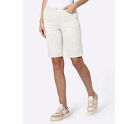 Jeansshorts HEINE, Damen, Gr. 46, Normalgrößen, beige (weiß), 98% Baumwolle, 2% Elasthan, unifarben, kurz, Jeans Jeansshorts (19229559-46) weiß