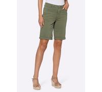 Jeansshorts HEINE, Damen, Gr. 46, Normalgrößen, grün (khaki), 98% Baumwolle, 2% Elasthan, unifarben, kurz, Jeans Jeansshorts (85525418-46) khaki