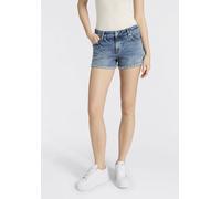 Jeansshorts HUGO BLUE "Galimon", Damen, Gr. 27, N-Gr, medium blau 428, Denim/Jeans, Obermaterial: 100% Baumwolle, Destroyed-Effekte, unifarben, kurz, Jeans Jeansshorts, Mid Rise, geschnittener Saum (2