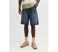 Jeansshorts JACK & JONES "JJIALEX JJCREW SHORTS AT 229 ST LN", Herren, Gr. S, N-Gr, blau denim, Denim/Jeans, Obermaterial: 100% Baumwolle, Abriebeffekte, comfort fit knielang, Jeans Jeansshorts, Baumw