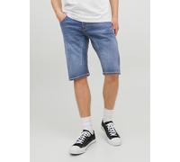Jeansshorts JACK & JONES "JJISCALE JJLONG SHORTS GE 608 I.K SN", Herren, Gr. M, N-Gr, blau (blau denim), Denim/Jeans, Obermaterial: 71% Baumwolle, 25% Polyester, 4% Elasthan, Abriebeffekte, normal, Je