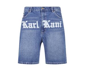 Jeansshorts KARL KANI "Karl Kani Herren Karl Kani OG Old English Denim Shorts", Herren, Gr. 38, Normalgrößen, vintage indigo, 100% Baumwolle, Jeans Jeansshorts (19856409-38) vintage indigo