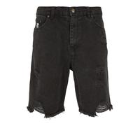 Jeansshorts KARL KANI "Karl Kani Herren KM232-027-2 KK OG Heavy Distressed Denim Shorts", Herren, Gr. 28, Normalgrößen, bleachedschwarz, 100% Baumwolle, unifarben, normal, Jeans Jeansshorts (86504205-