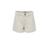 Jeansshorts KIDS ONLY "KOGCOMET WIDE DNM ECRU SHORTS PIM", Mädchen, Gr. 128, N-Gr, beige (ecru), Denim/Jeans, Obermaterial: 100% Baumwolle, unifarben, bequem ca. Mitte Oberschenkel, Jeans Jeansshorts