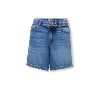Jeansshorts KIDS ONLY "KOGGIANNA HW BELT SHORTS PIMBOX DNM NOOS", Mädchen, Gr. 122, N-Gr, medium blau denim, Denim/Jeans, Obermaterial: 98% Baumwolle, 2% Elasthan, unifarben, regular fit ca. Mitte Obe
