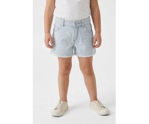 Jeansshorts KIDS ONLY "KOGROBYN DAISY SHORTS BJ", Mädchen, Gr. 158, N-Gr, light blau denim, Denim/Jeans, Obermaterial: 100% Baumwolle, bedruckt, unifarben, Basic, regular fit ca. Mitte Oberschenkel, J