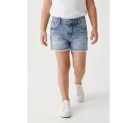 Jeansshorts KIDS ONLY "KOGROBYN EX VINT DNM SHORTS AZG529 NOOS", Mädchen, Gr. 122, N-Gr, blau (light blau denim), Denim/Jeans, Obermaterial: 99% Baumwolle, 1% Elasthan, Destroyed-Effekte, regular fit 