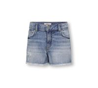 Jeansshorts KIDS ONLY "KOGROBYN EX VINT DNM SHORTS AZG529 NOOS", Mädchen, Gr. 128, N-Gr, blau (light blau denim), Denim/Jeans, Obermaterial: 99% Baumwolle, 1% Elasthan, Destroyed-Effekte, regular fit