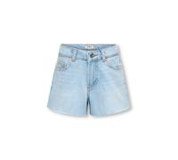 Jeansshorts KIDS ONLY "KOGROBYN HW RW SHORTS AZG84 DNM NOOS", Mädchen, Gr. 128, N-Gr, blau (light blau denim), Denim/Jeans, Obermaterial: 100% Baumwolle, unifarben, regular fit ca. Mitte Oberschenkel,