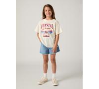 Jeansshorts LEVI'S KIDS "LVG A LINE SHORT", Mädchen, Gr. 12 (152), N-Gr, hollow days, Denim/Jeans, Obermaterial: 99% Baumwolle, 1% Elasthan, unifarben, regular fit ca. Mitte Oberschenkel, Jeans Jeanss