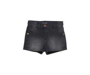 Jeansshorts MINYMO "Shorts MIShorts", Mädchen, Gr. 122, N-Gr, grau (grau schwarz), Obermaterial: 80% Baumwolle CO. 19% Polyester PES. 1% Elasthan EL., Jeans Jeansshorts (56140422-122) grau schwarz