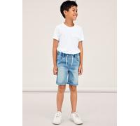 Jeansshorts NAME IT "NKMRYAN JOGGER DNM L SHOR", Herren, Gr. 110, N-Gr, blau (light blau denim), Denim/Jeans, Obermaterial: 70% Baumwolle, 27% Polyester, 3% Elasthan, Abriebeffekte, kurz, Jeans Jeanss