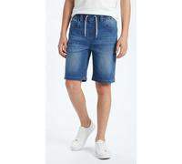 Jeansshorts NAME IT "NKMRYAN JOGGER DNM L SHOR", Herren, Gr. 146, N-Gr, blau (dunkelblau denim), Denim/Jeans, Obermaterial: 70% Baumwolle, 27% Polyester, 3% Elasthan, Abriebeffekte, kurz, Jeans Jeanss