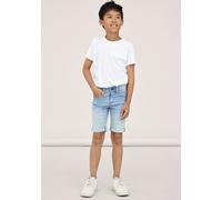 Jeansshorts NAME IT "NKMSILAS SLIM DNM L SHORT", Herren, Gr. 152, N-Gr, blau (ligth blau denim), Denim/Jeans, Obermaterial: 72% Baumwolle, 26% Polyester, 2% Elasthan, unifarben, slim fit kurz, Jeans J