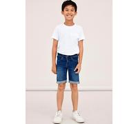 Jeansshorts NAME IT "NKMSILAS SLIM DNM L SHORT", Jungen, Gr. 122, N-Gr, blau (medium, blau), Denim/Jeans, Obermaterial: 72% Baumwolle, 26% Polyester, 2% Elasthan, unifarben, slim fit kurz, Jeans Jeans