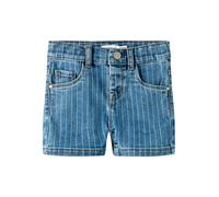 Jeansshorts NAME IT "NMFSALLI SLIM DNM SHORTS 3555-ON NOOS", Mädchen, Gr. 122, N-Gr, denim blau detail:stripes, Denim/Jeans, Obermaterial: 74% Baumwolle, 24% Polyester, 1% Elasthan, 1% Viskose, gestre