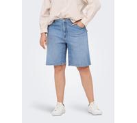 Jeansshorts ONLY CARMAKOMA "CARSONNY HW WIDE DNM SHORTS NAS843 NOOS", Damen, Gr. 42, N-Gr, blau (light blau denim), Denim/Jeans, Obermaterial: 98% Baumwolle, 2% Elasthan, unifarben, regular fit kniefr