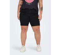 Jeansshorts ONLY CARMAKOMA "CARTHUNDER LIFE REG LONG SHORTS DNM", Damen, Gr. 44, N-Gr, schwarz, Web, Obermaterial: 53% Viskose, 29% Baumwolle, 17% Polyester, 1% Elasthan, unifarben, skinny fit, Jeans 