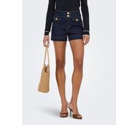 Jeansshorts ONLY "ONLEMILIA HW GOLD BUT DNM SHORTS NOOS", Damen, Gr. M, N-Gr, dunkelblau denim, Denim/Jeans, Obermaterial: 91% Baumwolle, 7% Polyester, 2% Elasthan, unifarben, regular fit kurz, Jeans 