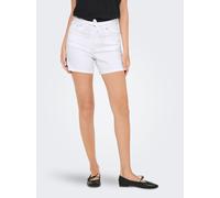 Jeansshorts ONLY "ONLGIANNA MW BELTED SHORTS AZG DNM NOOS", Damen, Gr. XS (34), N-Gr, weiß (weiß denim), Denim/Jeans, Obermaterial: 99% Baumwolle, 1% Elasthan, unifarben, regular fit kurz, Jeans Jeans