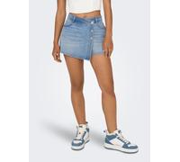 Jeansshorts ONLY "ONLLESLY REG LB DNM SKORT BJ NOOS", Damen, Gr. XS (34), N-Gr, blau (light blau denim), Denim/Jeans, Obermaterial: 100% Baumwolle, unifarben, regular fit kurz, Jeans Jeansshorts, Baum