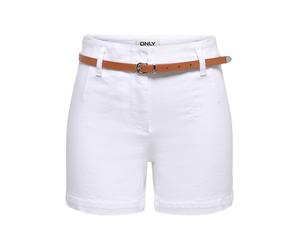 Jeansshorts ONLY "ONLMARTINA HW BELT DNM SHORTS", Damen, Gr. S (36), N-Gr, weiß denim, Denim/Jeans, Obermaterial: 92% Baumwolle, 6% Polyester, 2% Elasthan, unifarben, kurz, Jeans Jeansshorts, Baumwoll