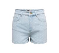 Jeansshorts ONLY "ONLROBYN HW DOT DNM SHORTS SIJI", Damen, Gr. S (36), N-Gr, blau (light blau denim), Denim/Jeans, Obermaterial: 100% Baumwolle, gepunktet, kurz, Jeans Jeansshorts, Baumwolle, High Wai
