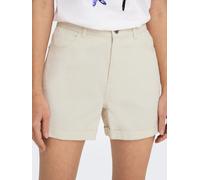 Jeansshorts ONLY "ONLVEGA - Jeansshorts mit hohem Bund und Aufschlag", Damen, Gr. XS, N-Gr, ecru, Denim/Jeans, Obermaterial: 100% Baumwolle, unifarben, regular fit kurz, Jeans Jeansshorts, Baumwolle, 