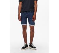 Jeansshorts ONLY & SONS "ONSPLY LIGHT BLUE 5189 SHORTS DNM NOOS", Herren, Gr. S, N-Gr, blau (blau denim), Denim/Jeans, Obermaterial: 72% Baumwolle, 26% Polyester, 2% Elasthan, unifarben, Basic schmal,