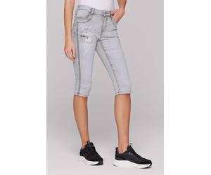 Jeansshorts SOCCX, Damen, Gr. 26, Kurz, grau (light grau printed), Denim/Jeans, Material: 72% Baumwolle, 27% Polyester, 1% Elasthan, bedruckt, comfort fit, Jeans Jeansshorts, mit normaler Leibhöhe (60