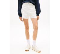 Jeansshorts TOMMY JEANS "MOM SHORT BJ4199", Damen, Gr. 26, N-Gr, denim weiß, Denim/Jeans, Obermaterial: 92% Baumwolle, 8% Polyester, unifarben, straight fit kurz, Jeans Jeansshorts, High Waist im 90s