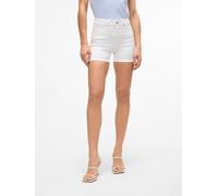 Jeansshorts VERO MODA "VMLUNA MR FOLD SHORTS MIX GA NOOS", Damen, Gr. S (36), N-Gr, weiß (cloud dancer), Denim/Jeans, Obermaterial: 72% Baumwolle, 26% Polyester, 2% Elasthan, unifarben, slim fit kurz,