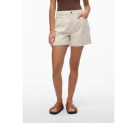 Jeansshorts VERO MODA "VMZURI HR LOOSE SHORTS MIX NOOS", Damen, Gr. S (36), N-Gr, beige (ecru), Denim/Jeans, Obermaterial: 80% Baumwolle, 20% Polyester, unifarben, Jeans Jeansshorts (34161424-S) ecru
