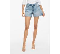 Jeansshorts VILA "VIJAF RW DENIM SHORTS-NOOS", Damen, Gr. 34, N-Gr, blau (light blau denim detail:wash 065), Denim/Jeans, Obermaterial: 99% Baumwolle, 1% Elasthan, Abriebeffekte, regular fit kurz, Jea