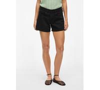 Jeansshorts VILA "VIJAF RW DENIM SHORTS-NOOS", Damen, Gr. 44, N-Gr, schwarz (schwarz denim detail:wash 00), Denim/Jeans, Obermaterial: 99% Baumwolle, 1% Elasthan, Abriebeffekte, regular fit kurz, Jean
