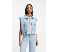 Jeansweste BOSS ORANGE "VEST 1.0 Premium Damenmode", Damen, Gr. XS, bright blau 433, Denim/Jeans, Obermaterial: 100% Baumwolle, hüftlang, Westen, Boxy Fit mit Vintage-Details (73807829-XS) bright blau