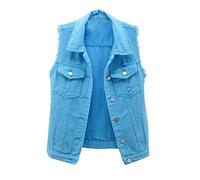 Jeansweste Damen Schwarz Nieten Punk - Jeans Weste Für Damen Große Größen Jeansjacke Ärmellos Oversized Damenwesten Leichte-Sommerjacke Elegante Trachtenweste Stretch Damen-Jeansjacken Denim-Jacket