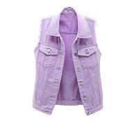Jeansweste Damen Schwarz Nieten Punk - Jeans Weste Für Damen Große Größen Jeansjacke Ärmellos Oversized Damenwesten Leichte-Sommerjacke Elegante Trachtenweste Stretch Damen-Jeansjacken Denim-Jacket