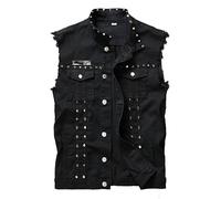 Jeansweste In Übergröße - Damen, Ärmellose Jeansweste, Jacke, Modische Nieten-Jeansweste, Punk-Party, Mit Nieten, Slim-Fit-Jeansjacke, Ärmellose Weste Für Alle Jahreszeiten, Ärmelloser Jeans-