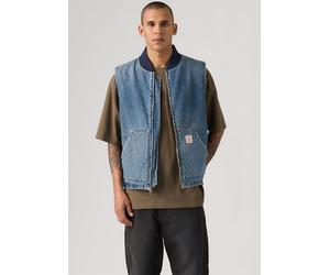 Jeansweste LEVI'S "SANSOME", Herren, Gr. XS, blau (sunburnt vest), Denim/Jeans, Obermaterial: 100% Baumwolle, hüftbedeckend, Rundhals, Westen, mit Reißverschluss (92339802-XS) sunburnt vest