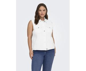 Jeansweste ONLY CARMAKOMA "CARWESPA WEST DNM PIM619 NOOS", Damen, Gr. 48, weiß, Denim/Jeans, Obermaterial: 79% Baumwolle, 20% Polyester, 1% Elasthan, unifarben, regular fit normal, Westen (53676333-48