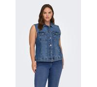 Jeansweste ONLY CARMAKOMA "CARWESPA WEST DNM PIM619 NOOS", Damen, Gr. 52, medium blau denim, Denim/Jeans, Obermaterial: 79% Baumwolle, 20% Polyester, 1% Elasthan, unifarben, regular fit normal, Westen