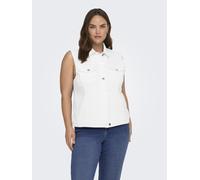 Jeansweste ONLY CARMAKOMA "CARWESPA WEST DNM PIM619 NOOS", Herren, Gr. 50, weiß, Denim/Jeans, Obermaterial: 79% Baumwolle, 20% Polyester, 1% Elasthan, unifarben, regular fit normal, Westen (53676333-5