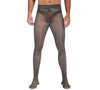 JEATHA Herren Strumpfhose Leggings Sissy Unterwäsche Feinstrumpfhose Stretch Herrenstrumpfhose Männer Lang Unterhose mit U-Beutel Lingerie Reizwäsche G Schwarz AA XL