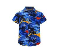 JEATHA Jungen Hawaii Hemd Freizeithemd Button Down Kurzarmshirt Sommerhemd Kurzarmhemd Hawaiihemd Gedruckt Hawaii-Shirt Beachwear B Typ A 134-140