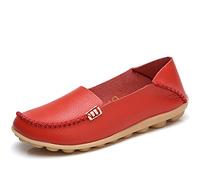 JeathFea Damen Slip On Flats Lässige Mokassins mit runden Zehen Bequeme Lederhalbschuhe Wild Walking Nurse Atmungsaktive Fahrmode Weiche Schuhe